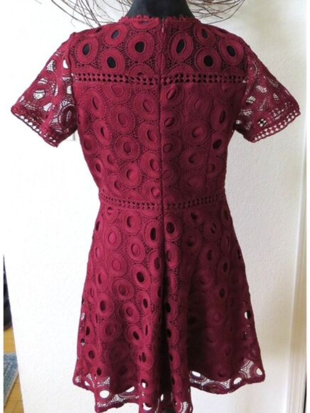 NWT IJOAH Women's Crochet Dress Merlot Knee length Large - Picture 3 of 8